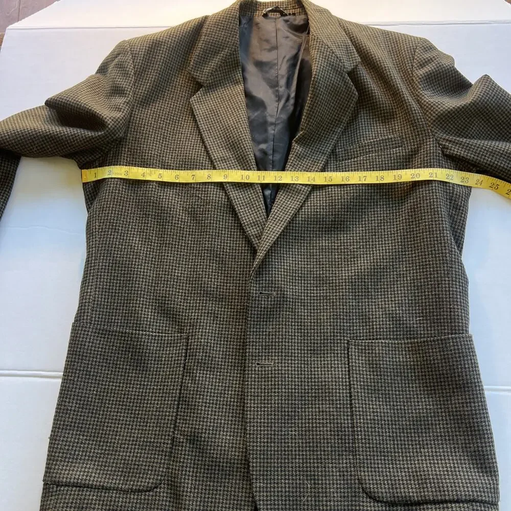 I.N.C. Vintage Houndstooth Olive/ Brown Blazer Sport Coat Retro 90’s 42R Men